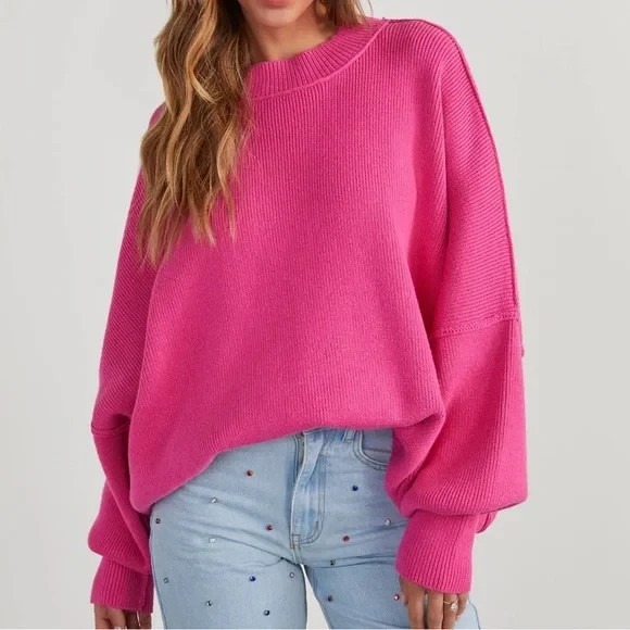 VICI Sweater Size Small Women's Pink "Elouise" Knit Oversized Pullover Sweater - Picture 1 of 14